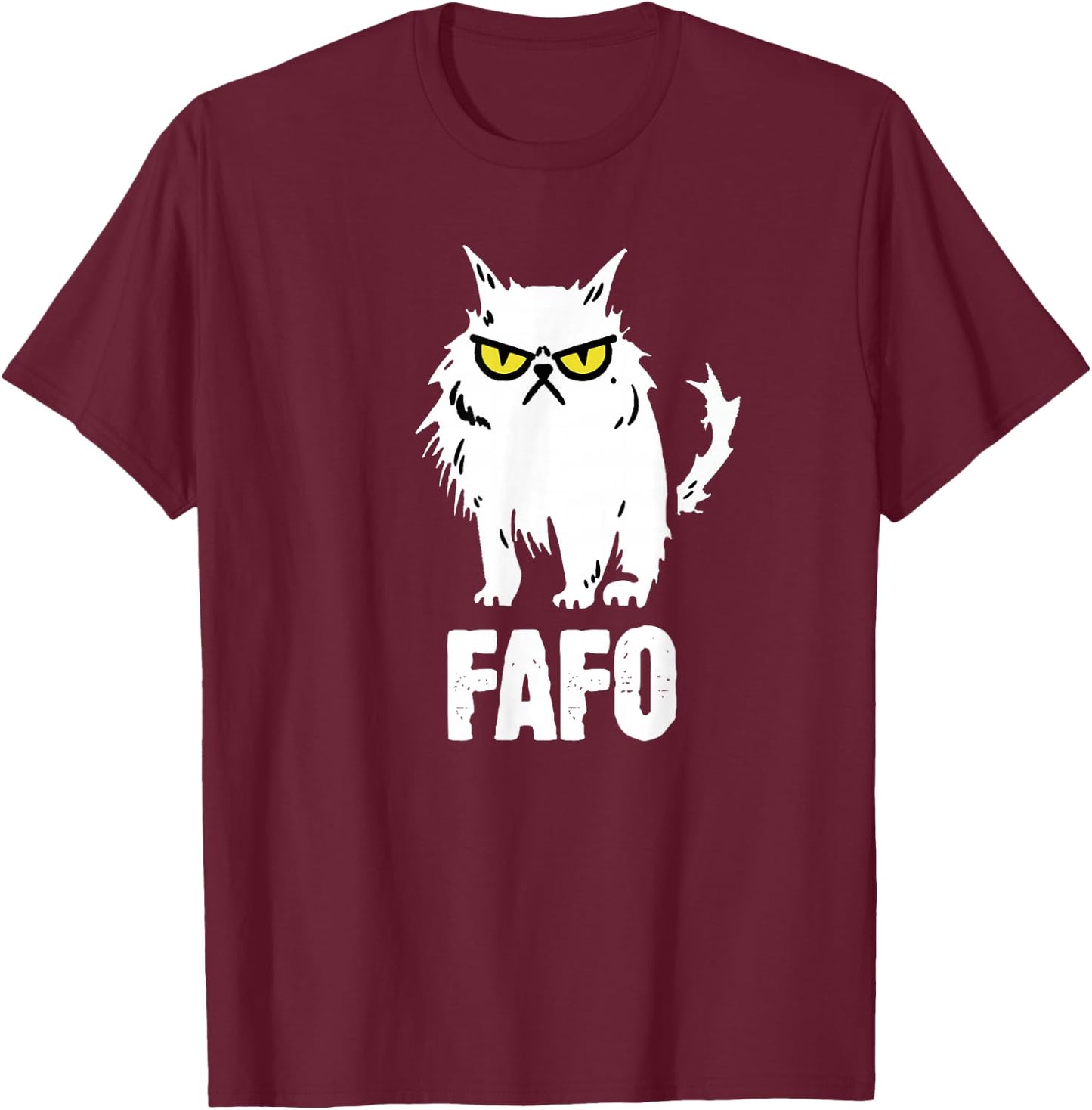 Funny Cat Designs -Adults FAFO Cat - Black - Small - Short Sleeve - - Classic Fit - All Seasons T-Shirt - T-Shirt | Maroon