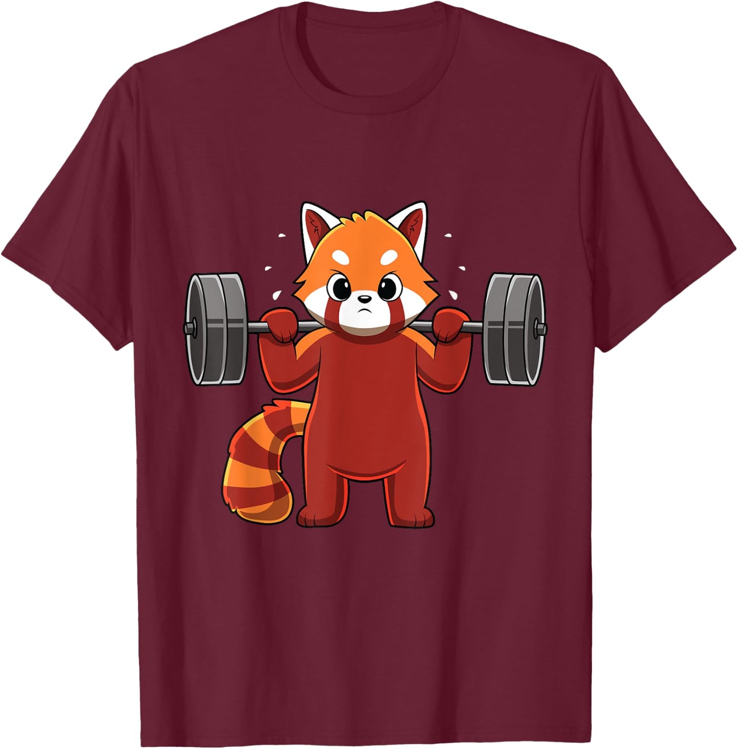 Kawaii Red Panda Weightlifting Funny Fitness Gym T-Shirt - T-Shirt | Maroon