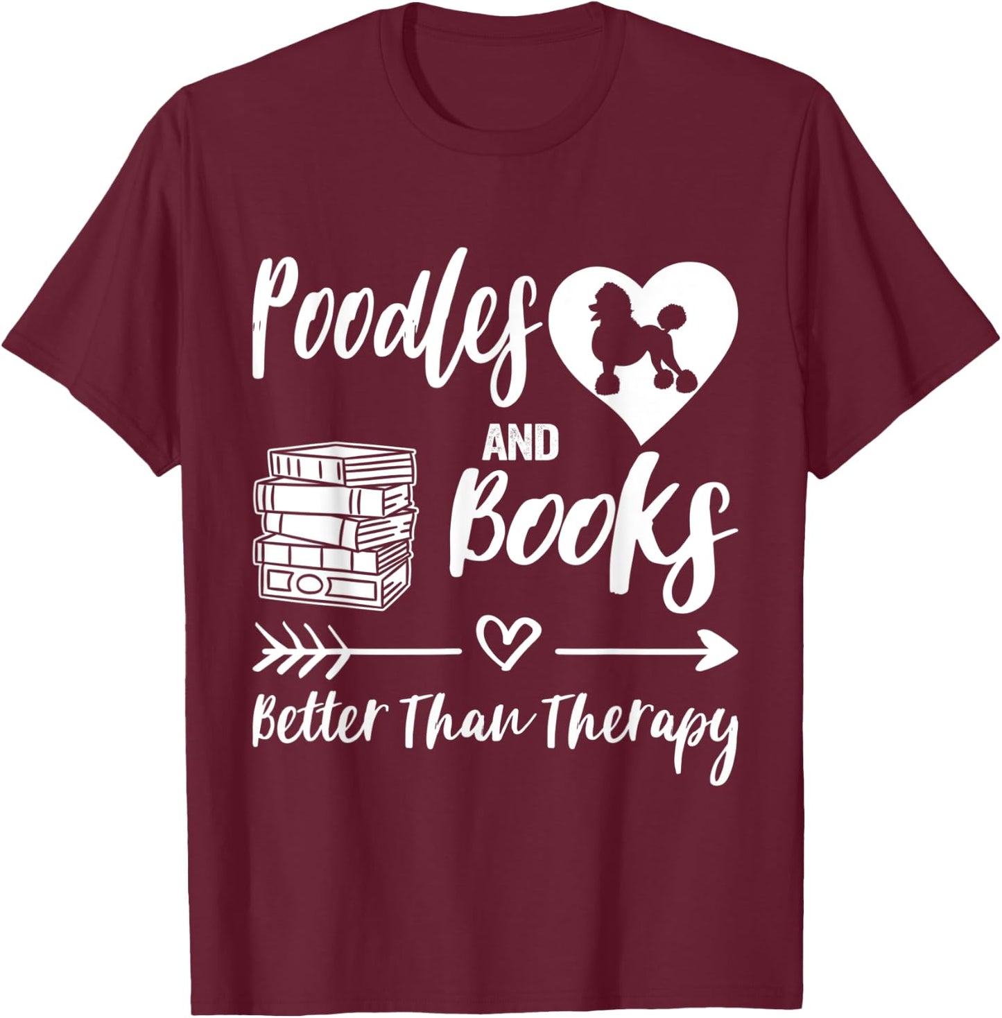 Poodle And Books Poodle Mom Poodle Dad Reading T-Shirt - T-Shirt | Maroon