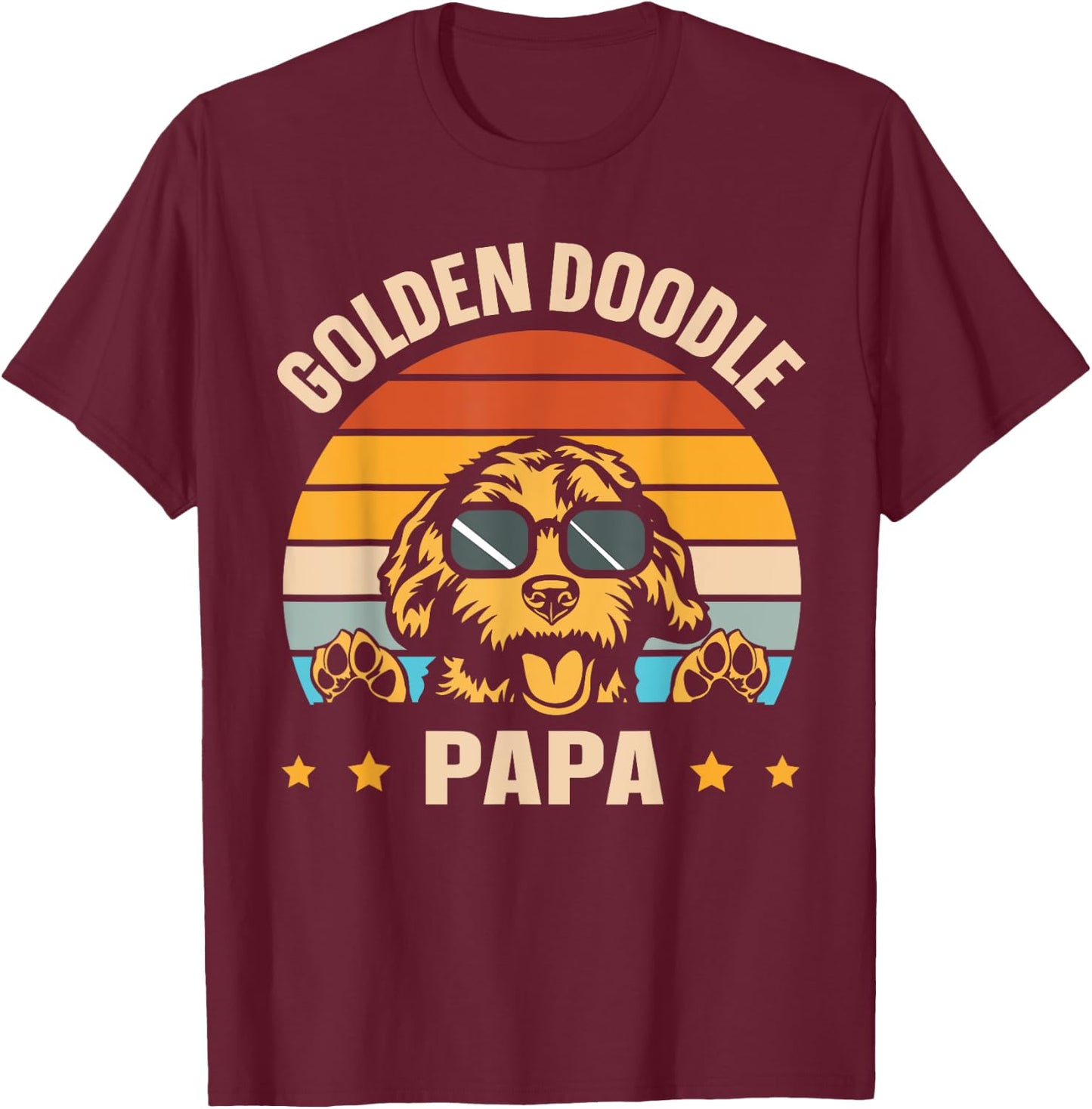 Golden Doodle Papa Design for a Goldendoodle Dad T-Shirt - T-Shirt | Maroon