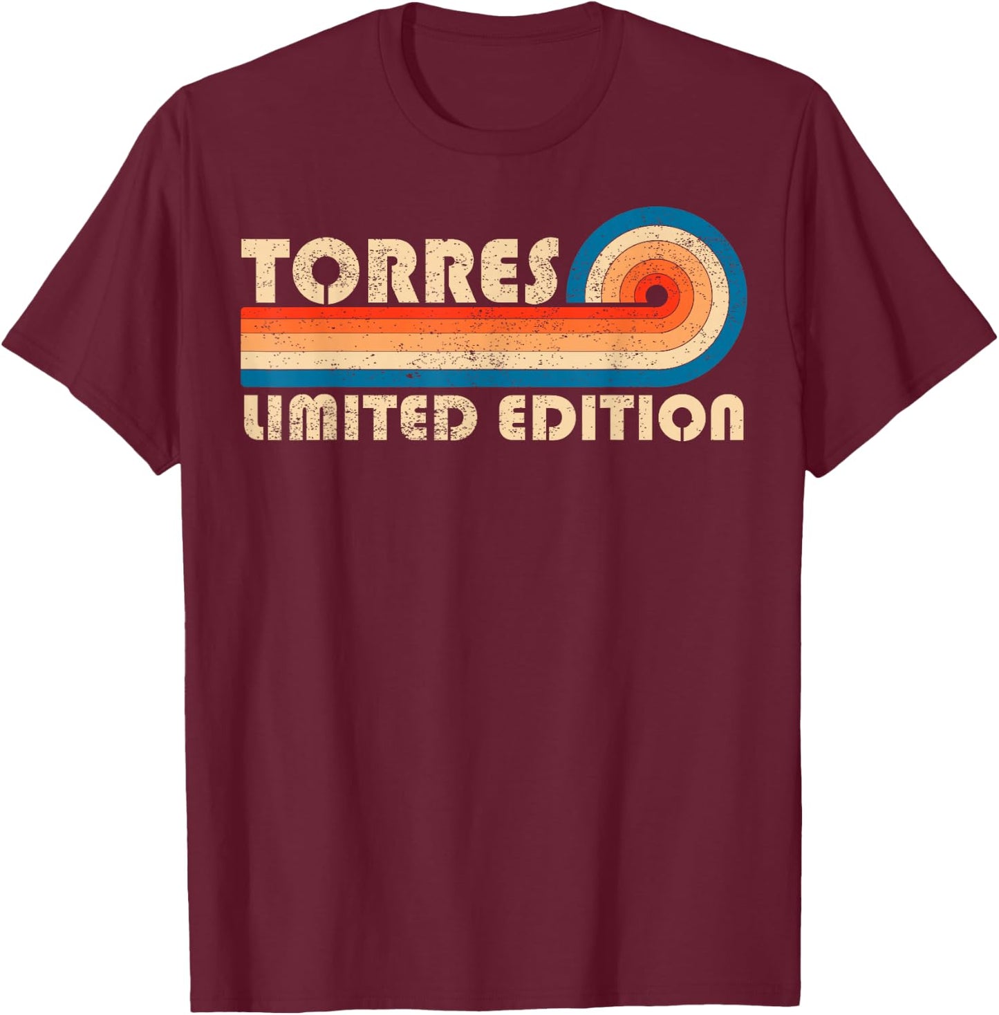 TORRES Surname Retro Vintage 80s 90s Birthday Reunion T-Shirt - T-Shirt | Maroon