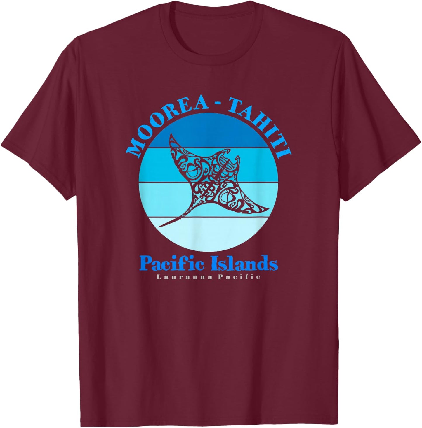 Manta Ray Moorea Tahiti Ocean T-Shirt - T-Shirt | Maroon