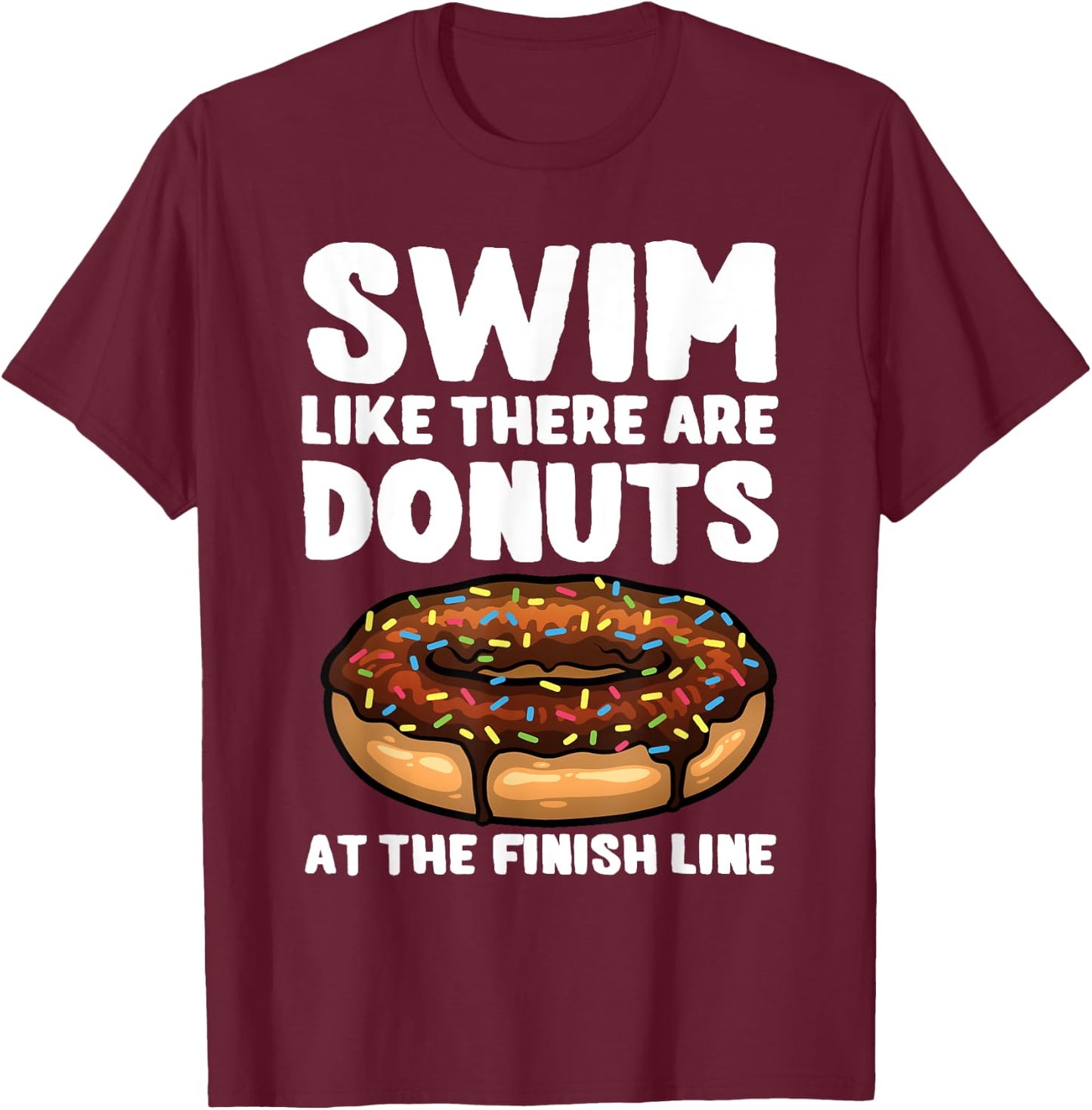Funny Swimming Donut Design Men Women Swimmer Sports Athlete T-Shirt - T-Shirt | Maroon