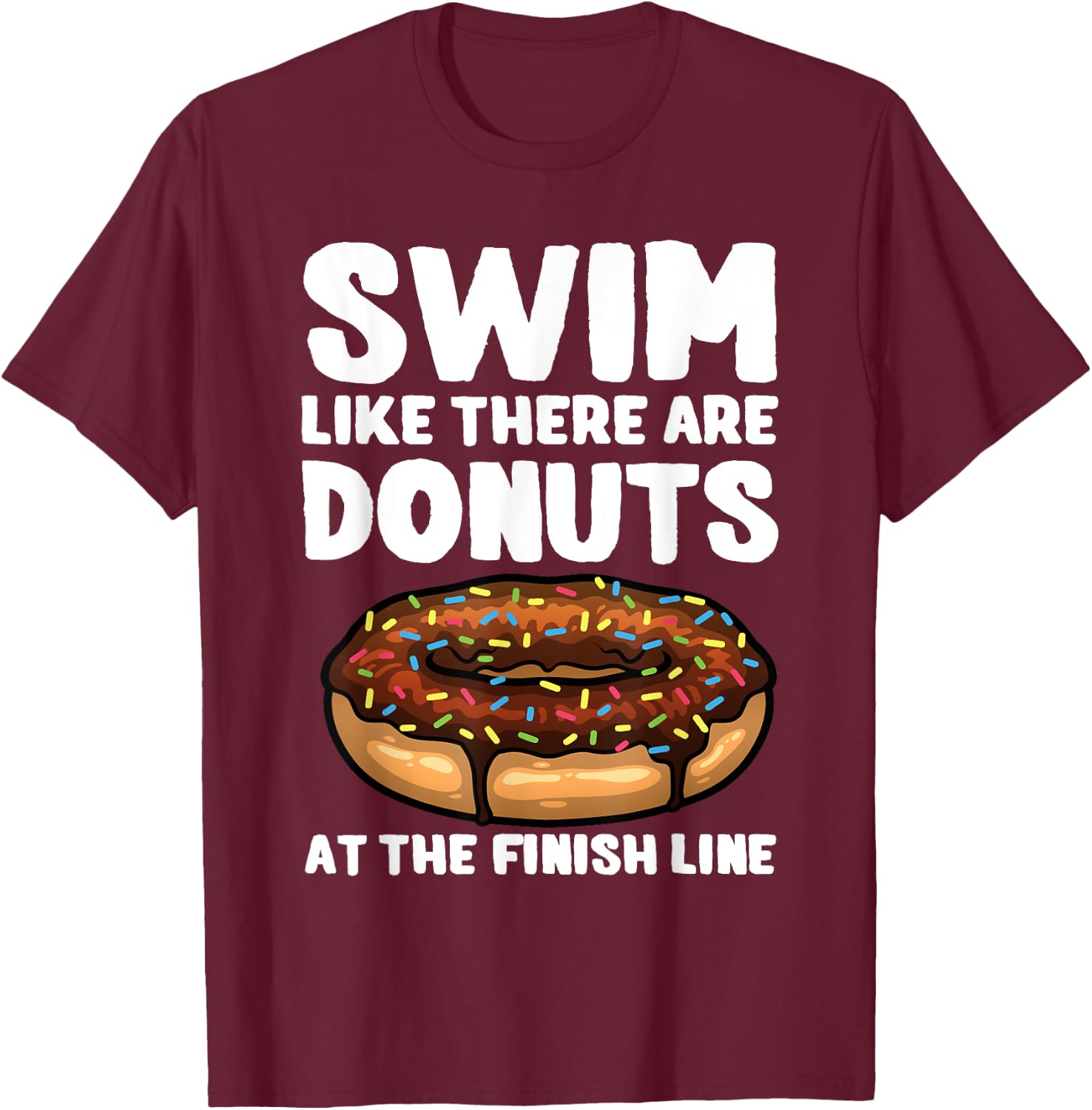 Funny Swimming Donut Design Men Women Swimmer Sports Athlete T-Shirt - T-Shirt | Maroon