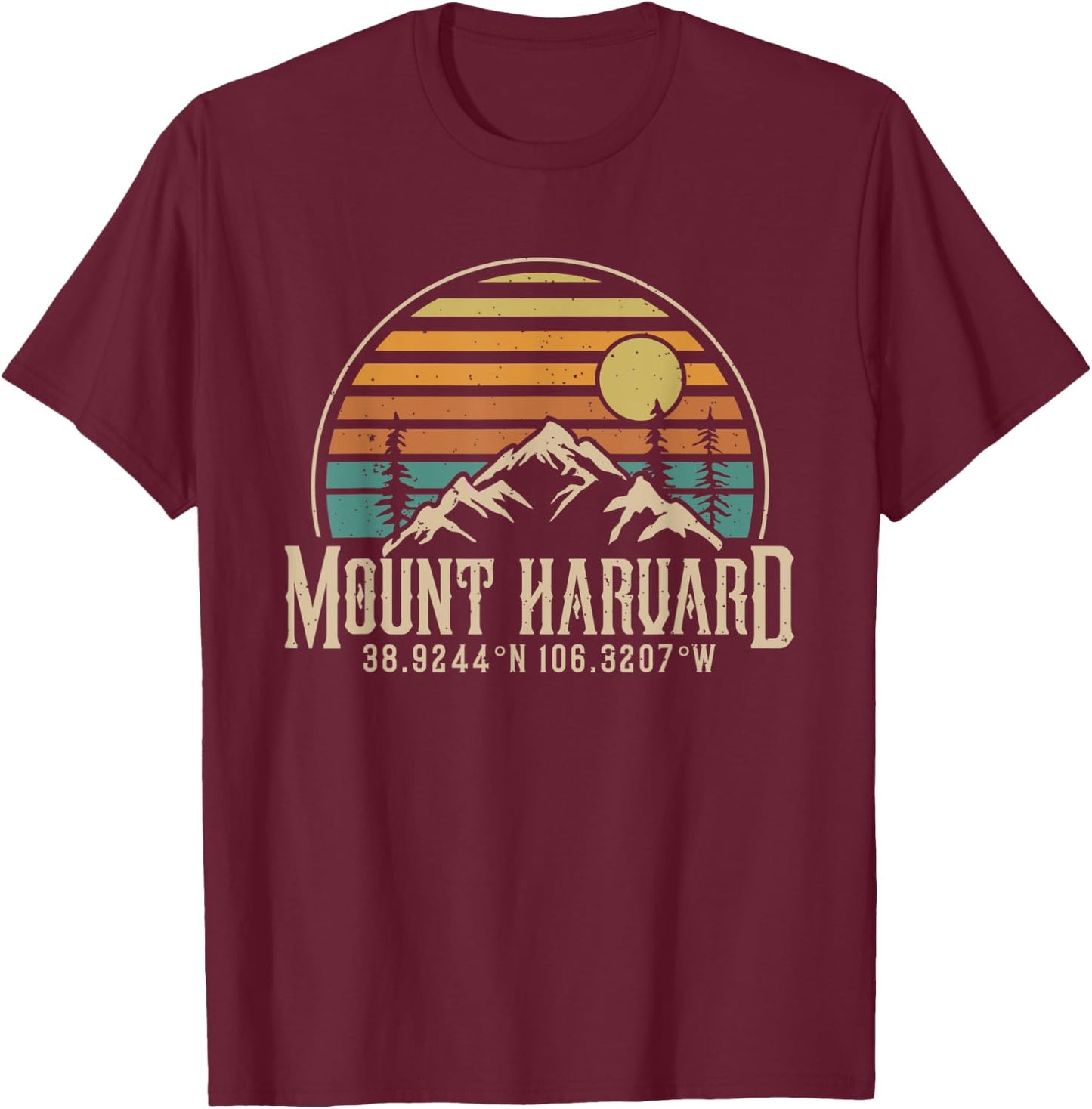 Camping Mt. Harvard Colorado Hiking Mountain Mount Harvard T-Shirt - T-Shirt | Maroon