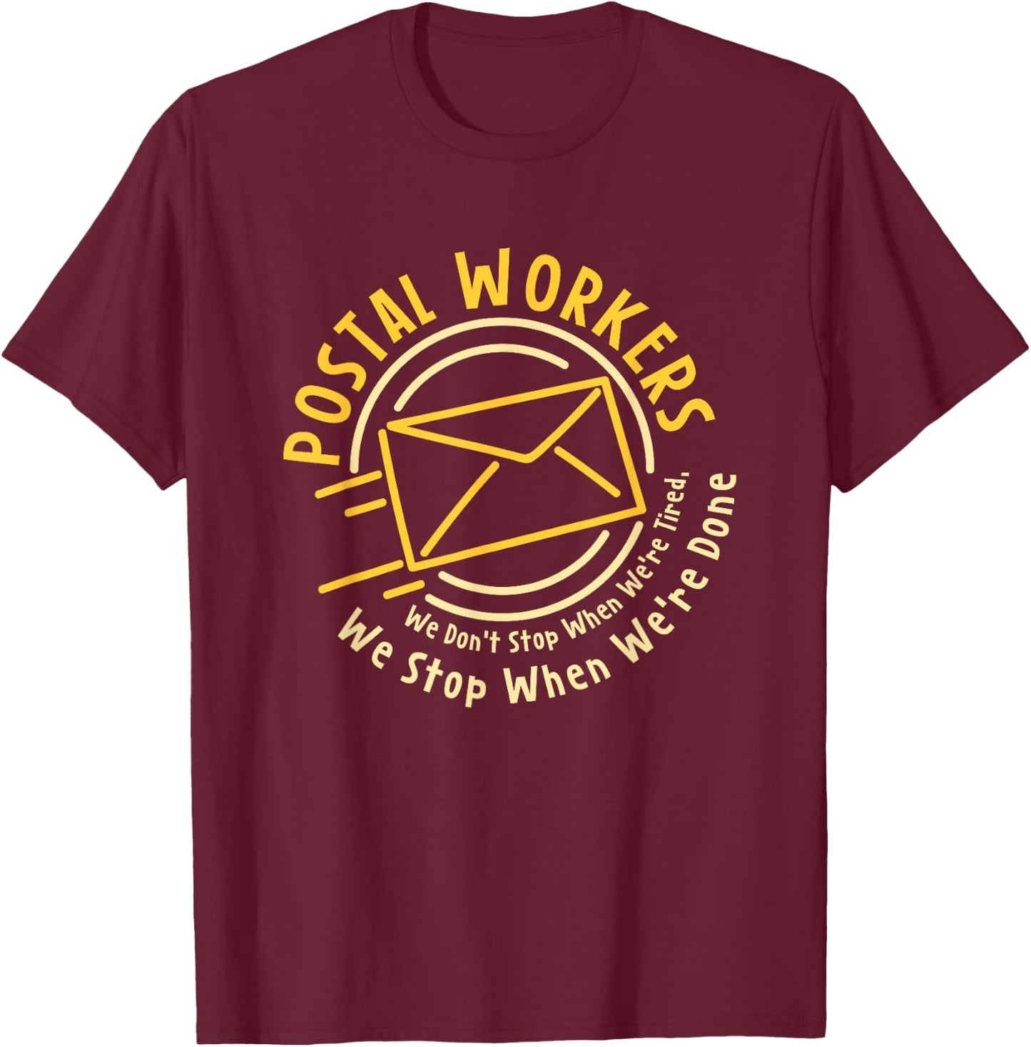Mail Carrier Driving Mail Truck To Postal Office Post Office Work Postbox Parcel And Letter Delivery Postman T-Shirt - T-Shirt | Maroon