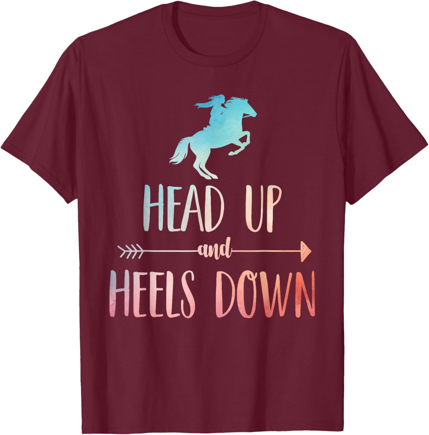 Horse Riding Art Girls Horseback Lover Equestrian T-Shirt - T-Shirt | Maroon