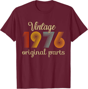 Vintage 1976 Original Parts 49 Years Old 49th Birthday Retro T-Shirt - T-Shirt | Maroon