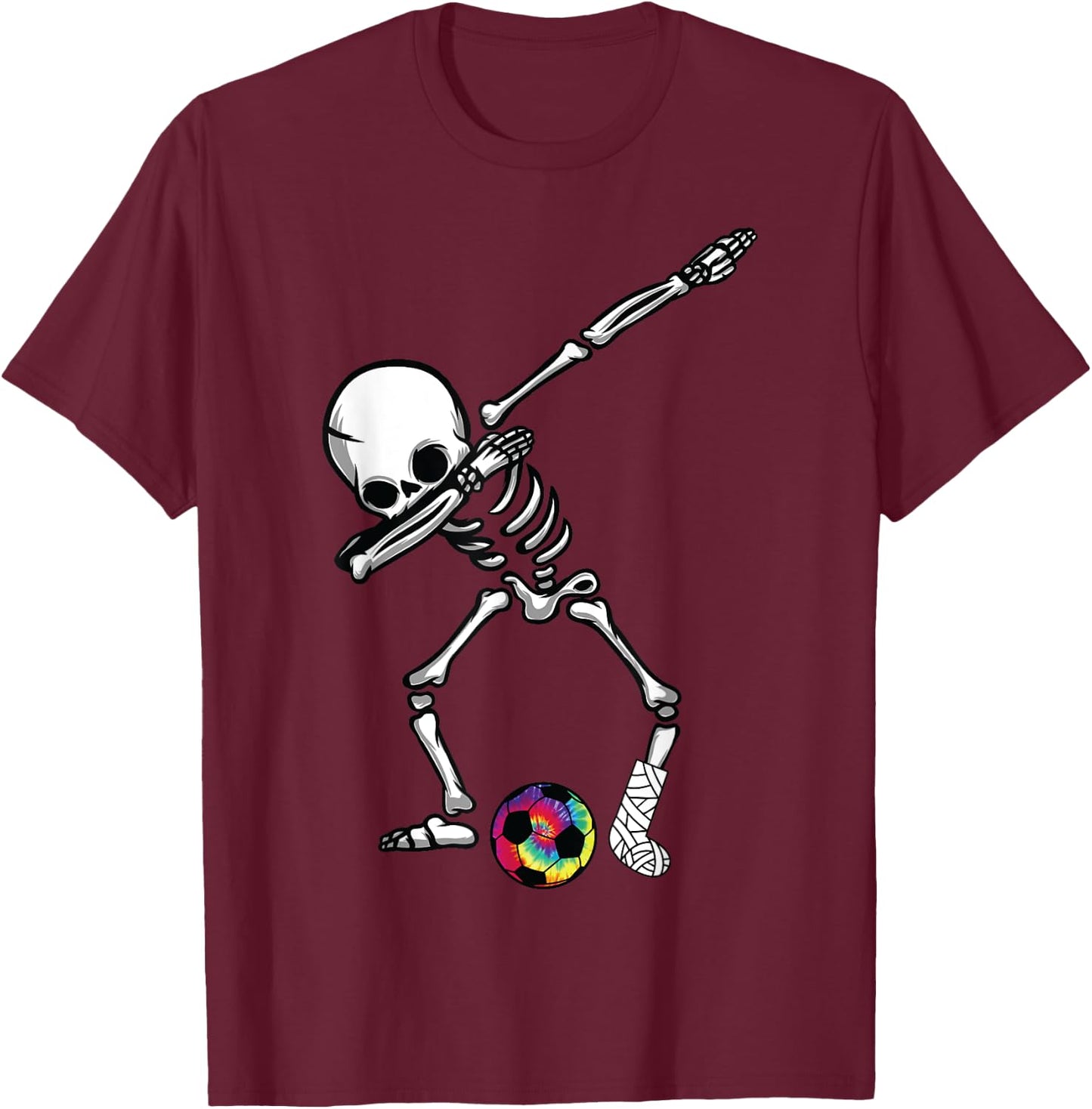 Funny Football Soccer Dab Broken Leg Cast Plaster Leg Injury T-Shirt - T-Shirt | Maroon