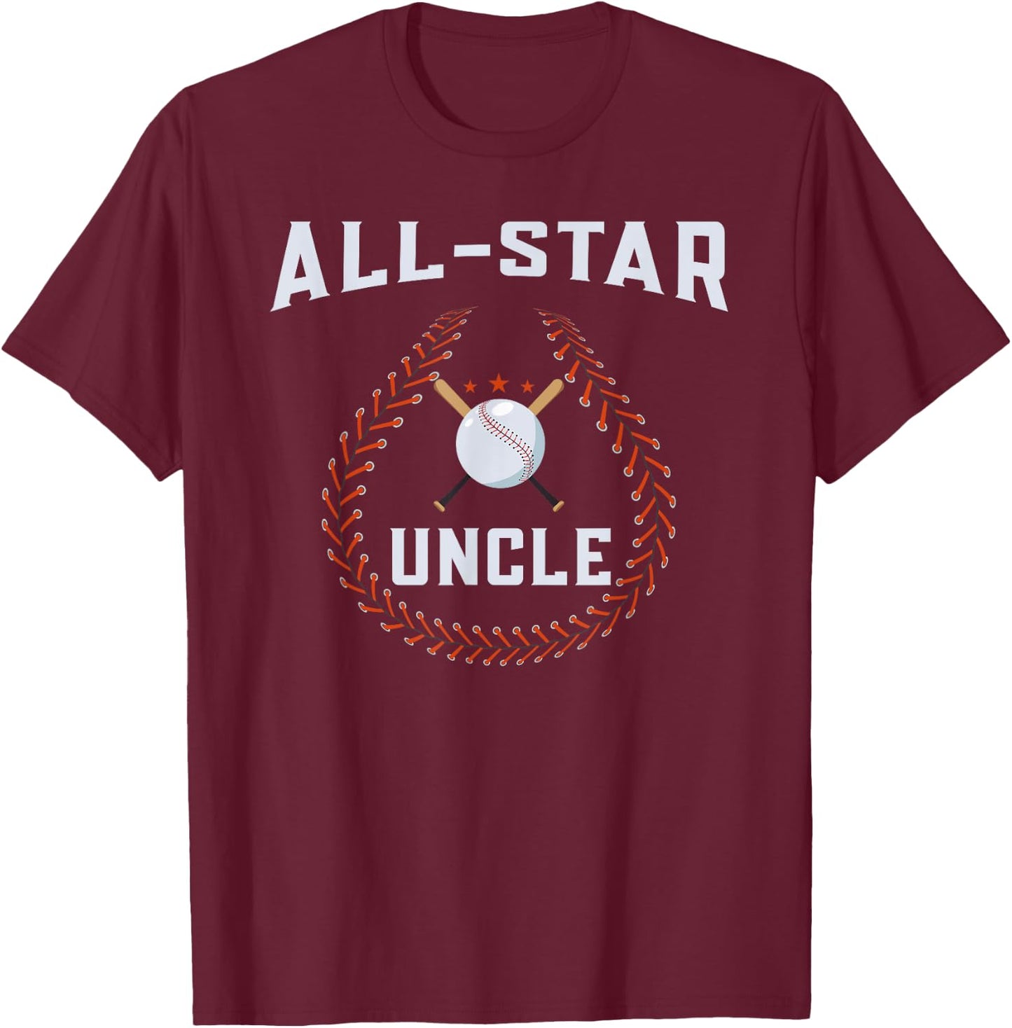 Uncle Baseball for Birthday, Baseball Uncle T-Shirt - T-Shirt | Maroon