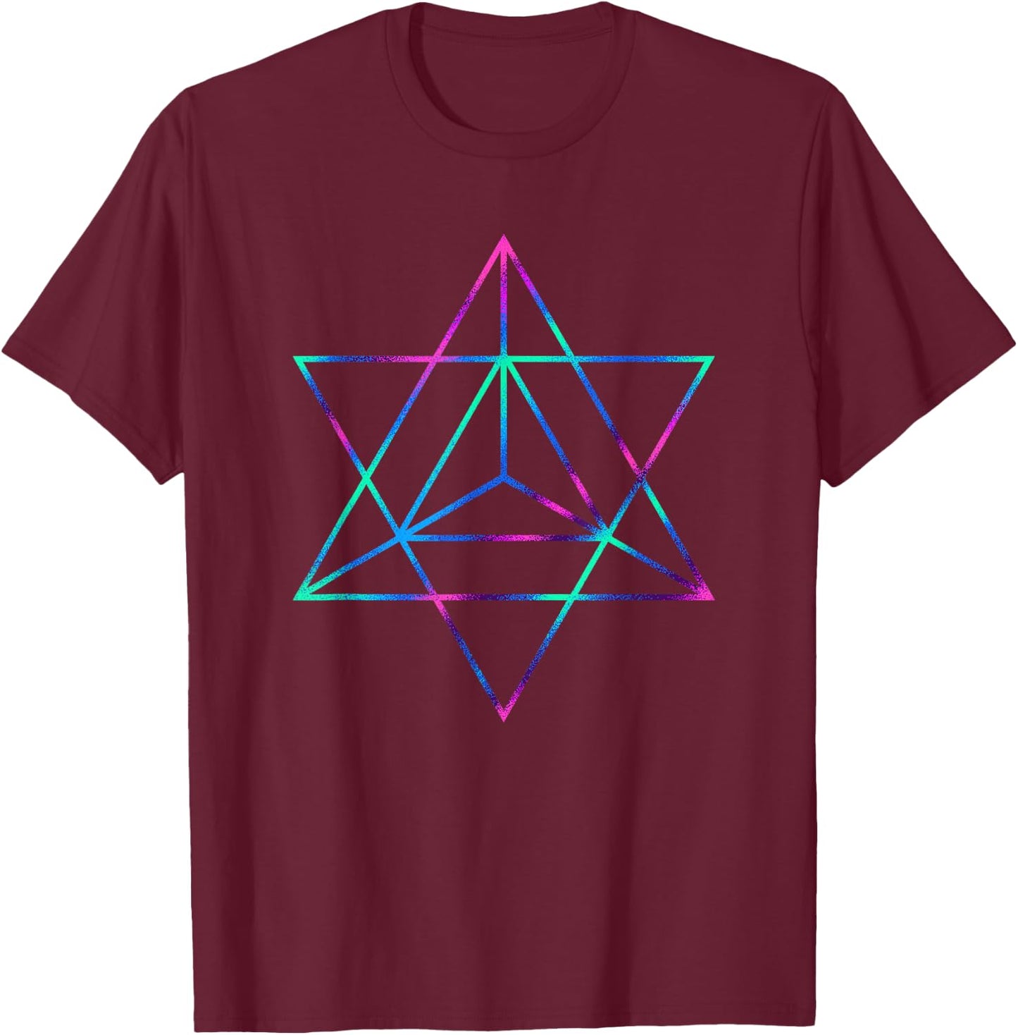 Sacred Geometry Star Tetrahedron Merkaba T-Shirt - T-Shirt | Maroon