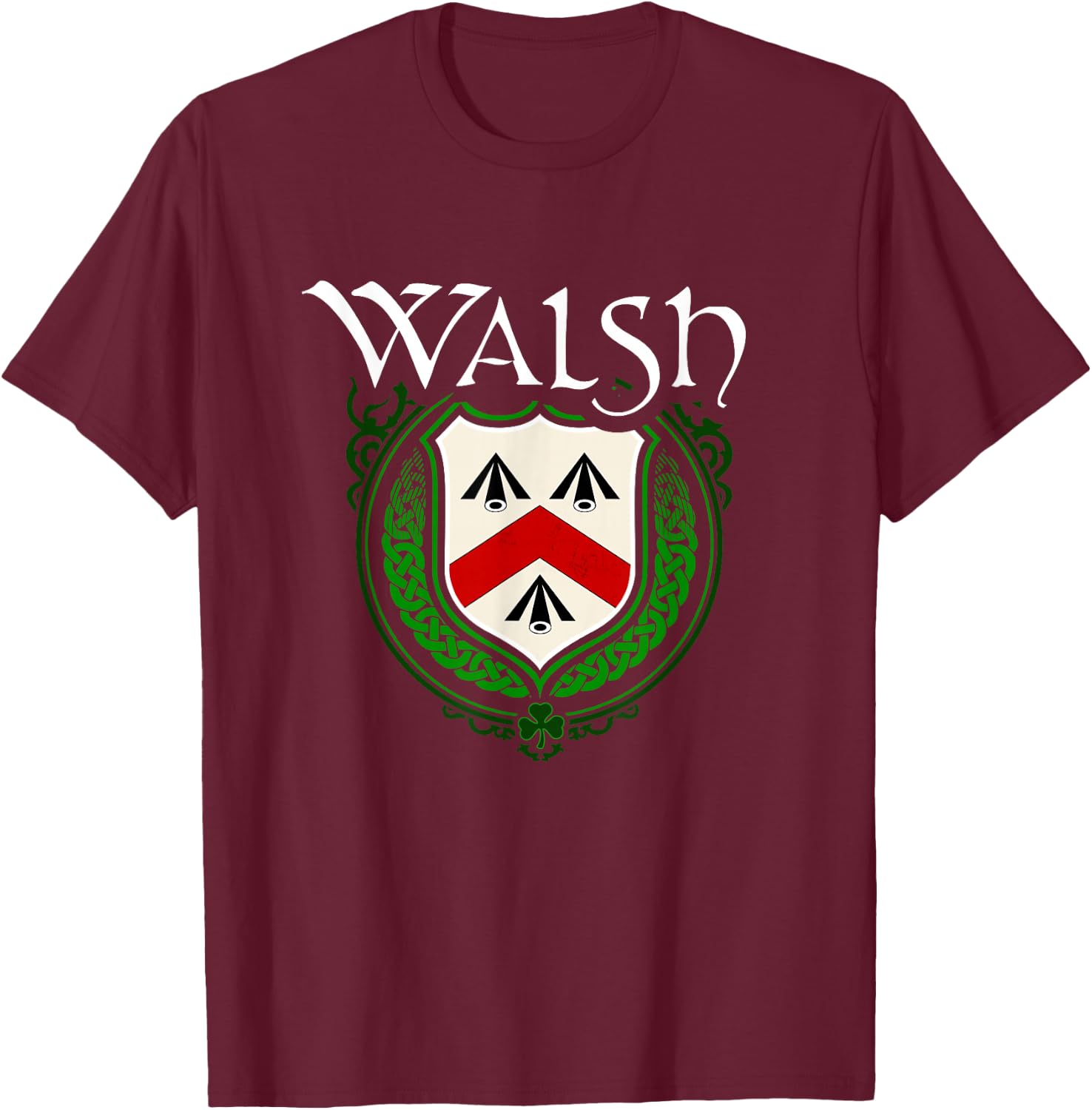 Walsh Surname Irish Clan Tartan Badge Ireland T-Shirt - T-Shirt | Maroon