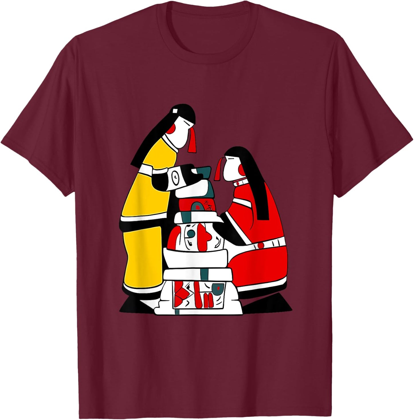 Inukshuks Human Figure Native Inuit Style T-Shirt - T-Shirt | Maroon