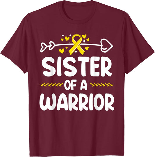 Sister of a Warrior Shirts Bone Cancer Awareness T-Shirt - T-Shirt | Maroon
