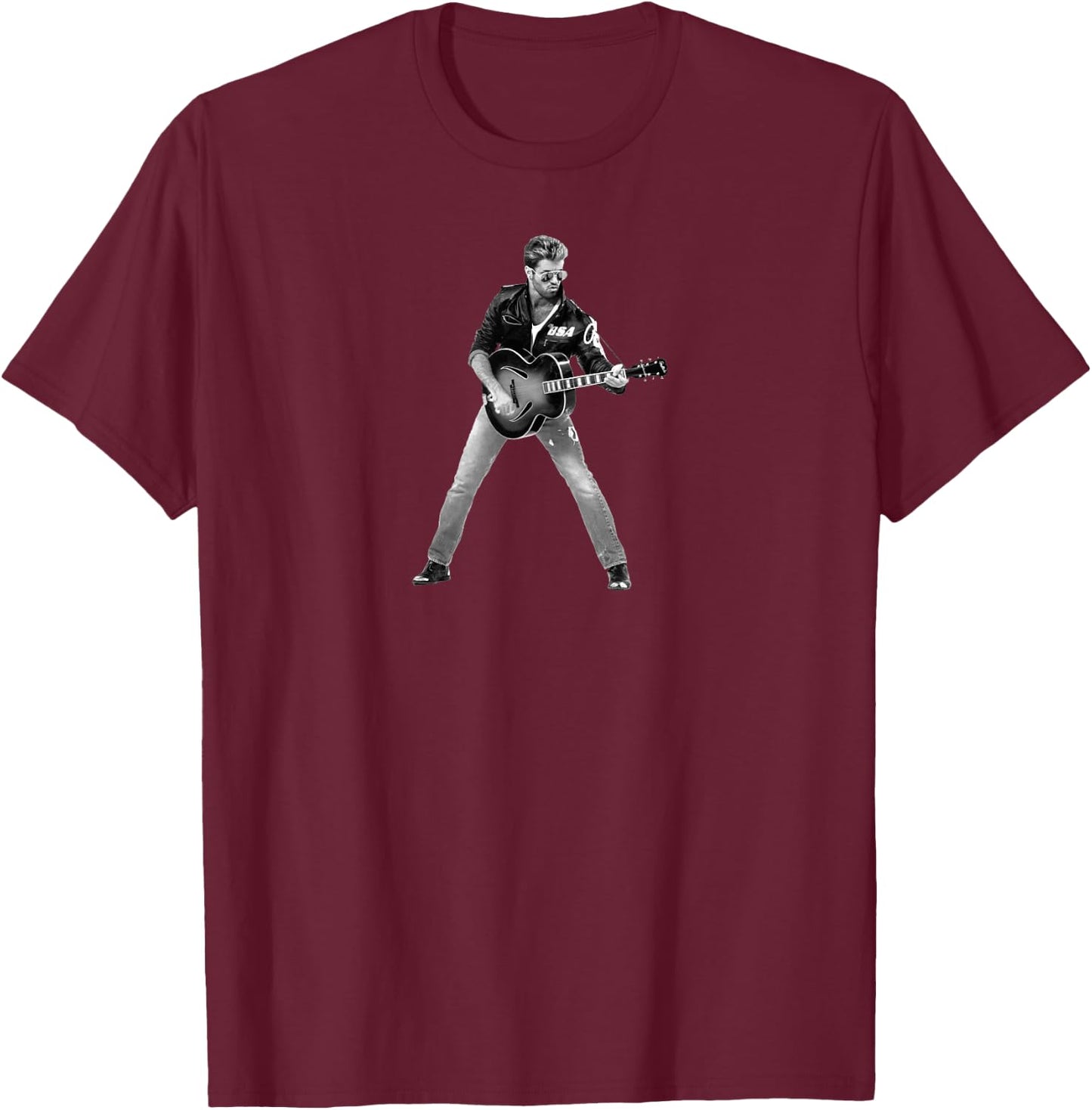 George Michael - Faith Guitar T-Shirt - T-Shirt | Maroon