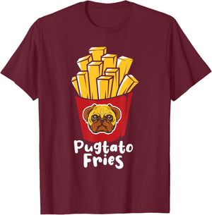 Pugtato Fries - Pug Owner Pet Breeder Animal Puppy Lover T-Shirt - T-Shirt | Maroon