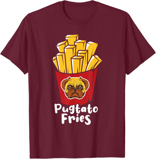 Pugtato Fries - Pug Owner Pet Breeder Animal Puppy Lover T-Shirt - T-Shirt | Maroon