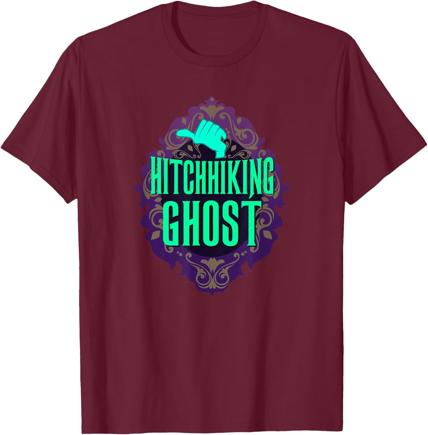 Hitchhiking Ghost Halloween Party T-Shirt - T-Shirt | Maroon