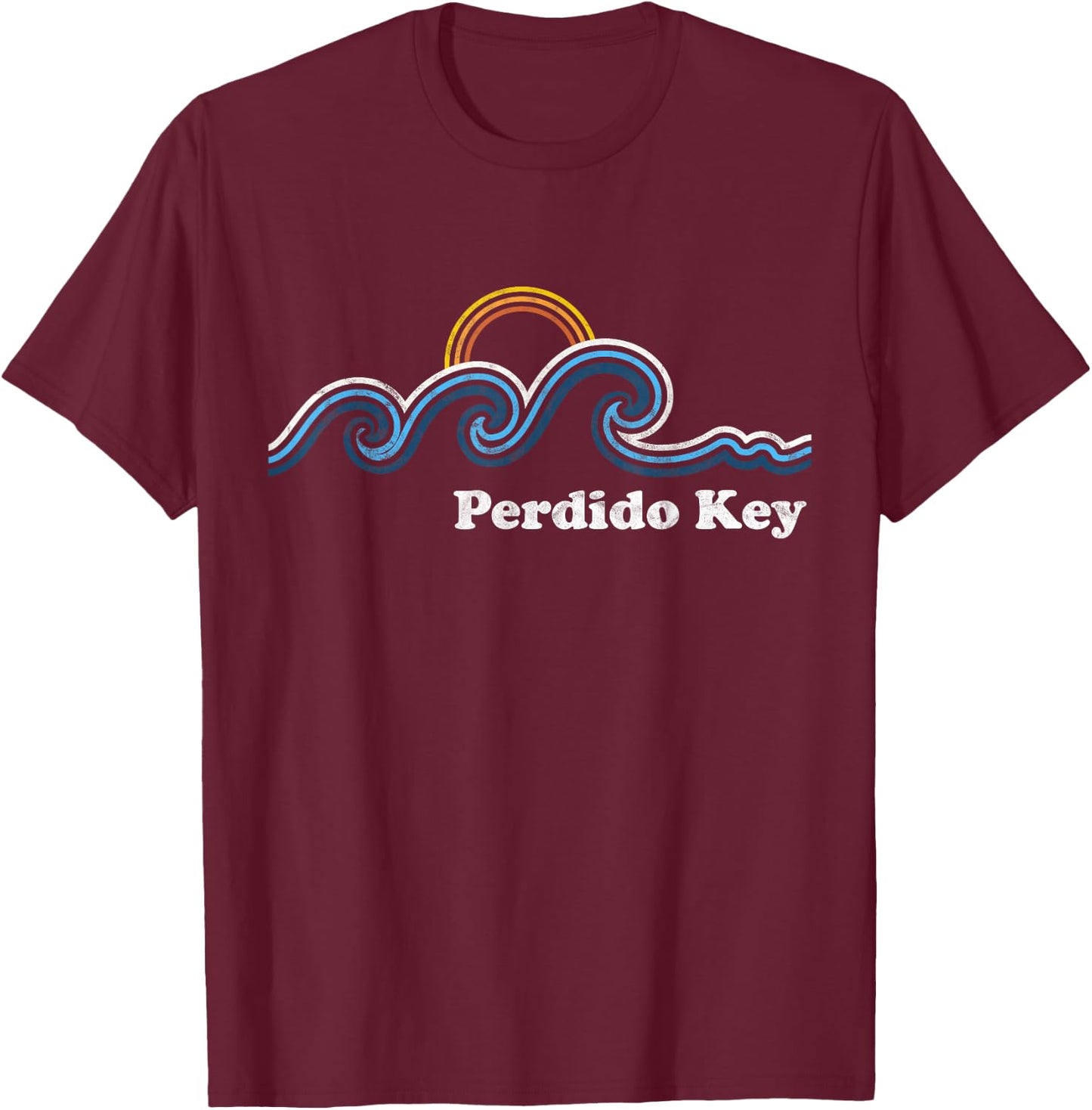 Retro Perdido Key Florida FL Vintage Beach Surf T-Shirt - T-Shirt | Maroon