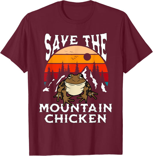 Save Mountain Chicken Frogs Retro Amphibian Pet Lover T-Shirt - T-Shirt | Maroon