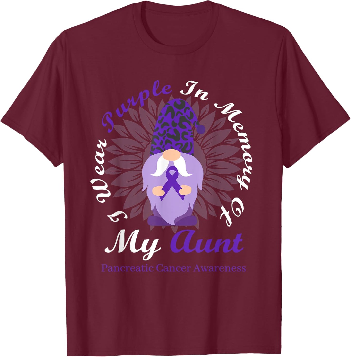 I Wear Purple In Memory Of My Aunt Pancreatic Cancer T-Shirt - T-Shirt | Maroon