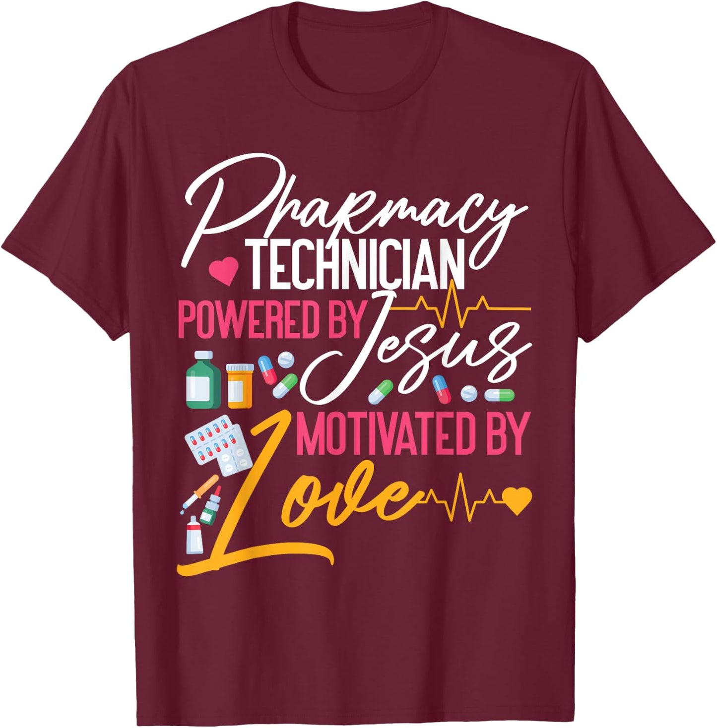Pharmacy Tech Technician Pharmacist Student Jesus Faith T-Shirt - T-Shirt | Maroon