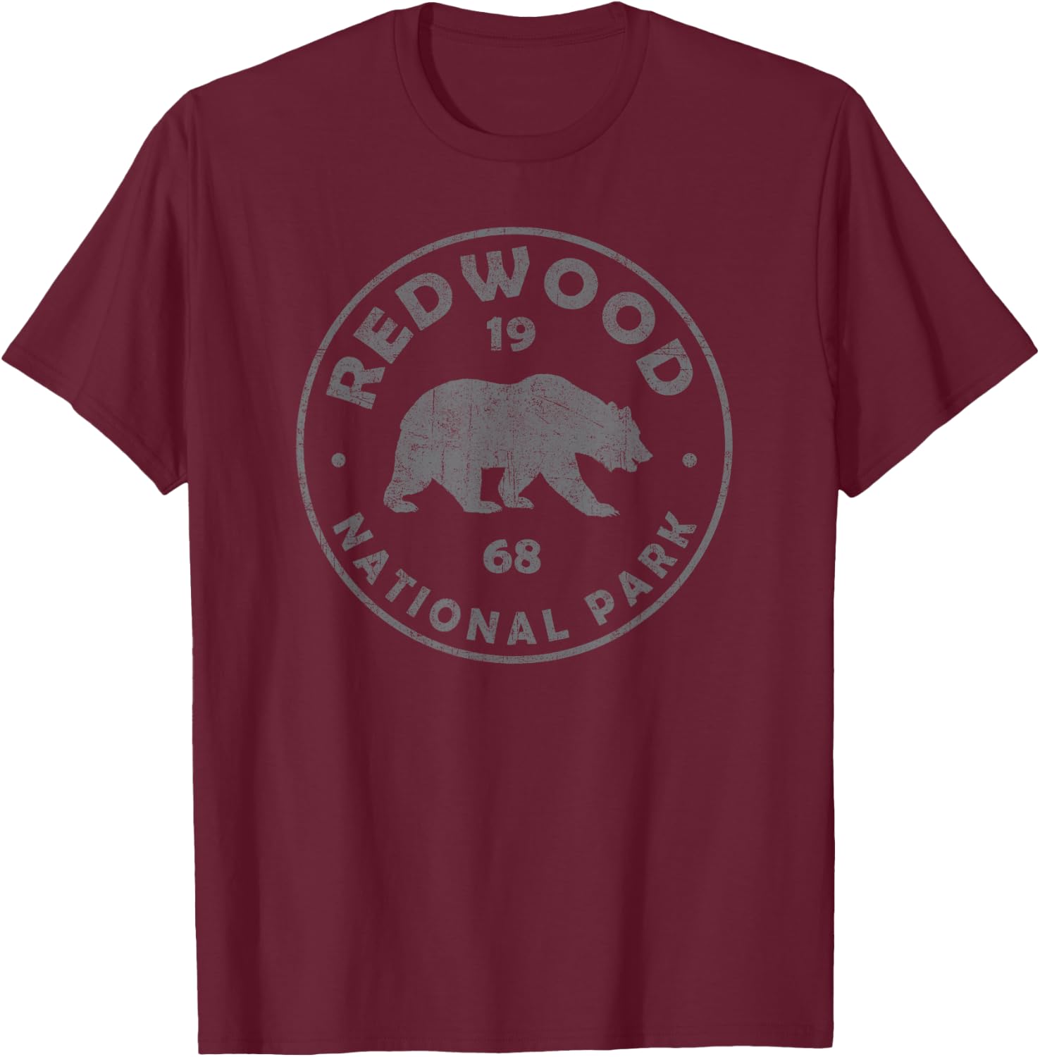 Retro Redwood National Park Women Men Kids Vintage Hiking T-Shirt - T-Shirt | Maroon