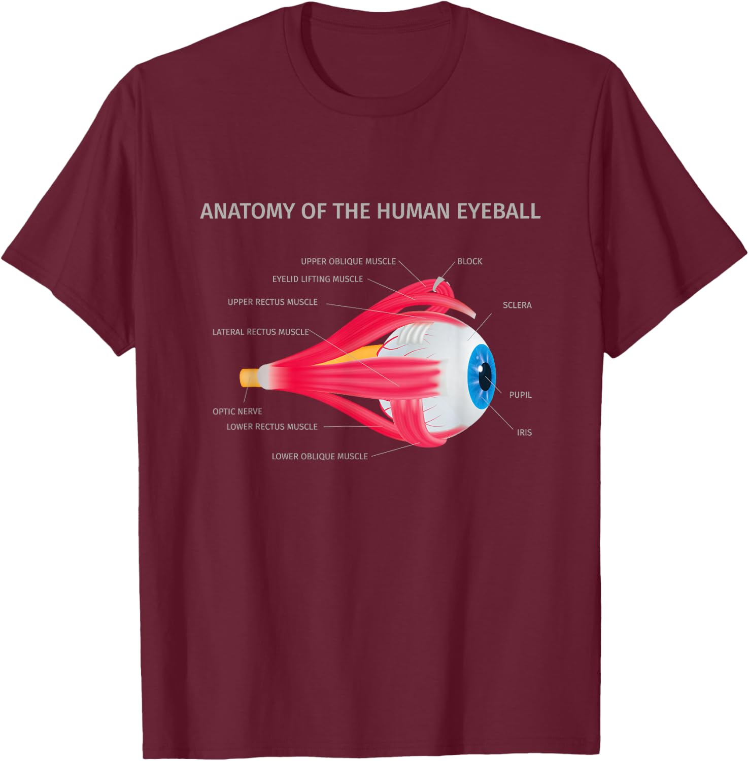 Anatomy of Human Eyeball for Medic T-Shirt - T-Shirt | Maroon