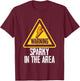 Warning Sparky In The Area | Lineman Electrician T-Shirt - T-Shirt | Maroon
