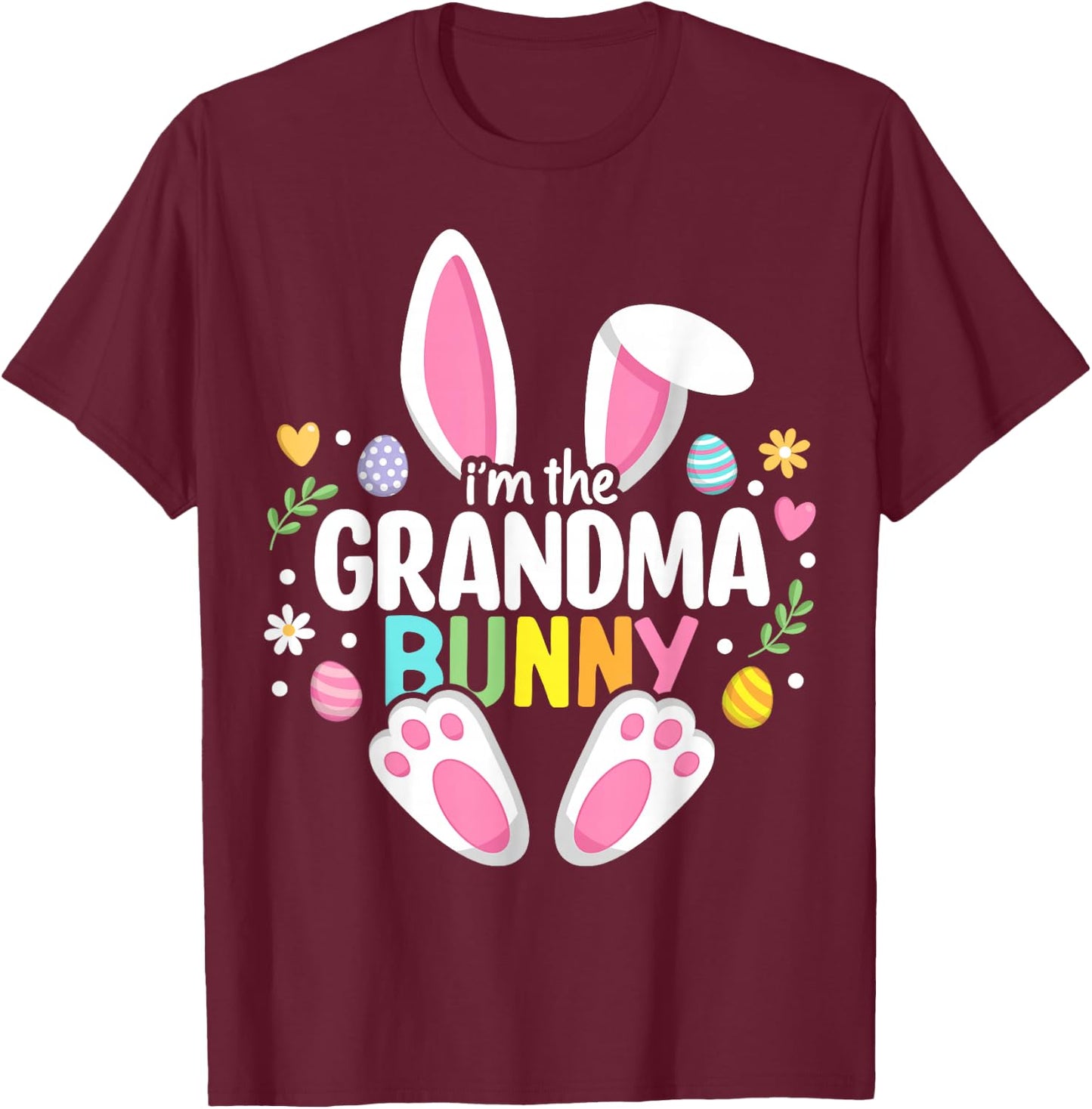 Easter Grandma Bunny Nana Happy Easter Day Family Matching T-Shirt - T-Shirt | Maroon