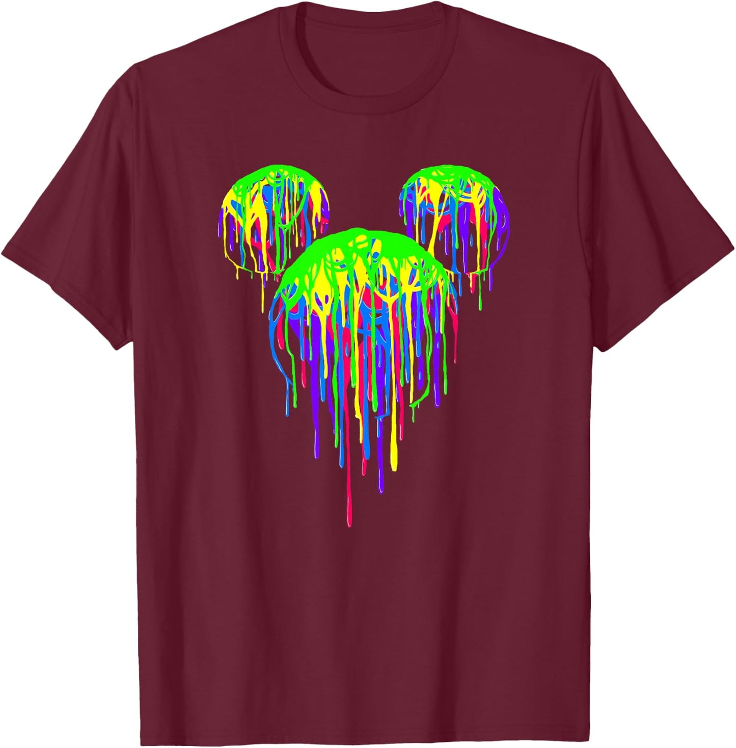 Disney Mickey and Friends Dripping Paint Mickey Silhouette T-Shirt - T-Shirt | Maroon