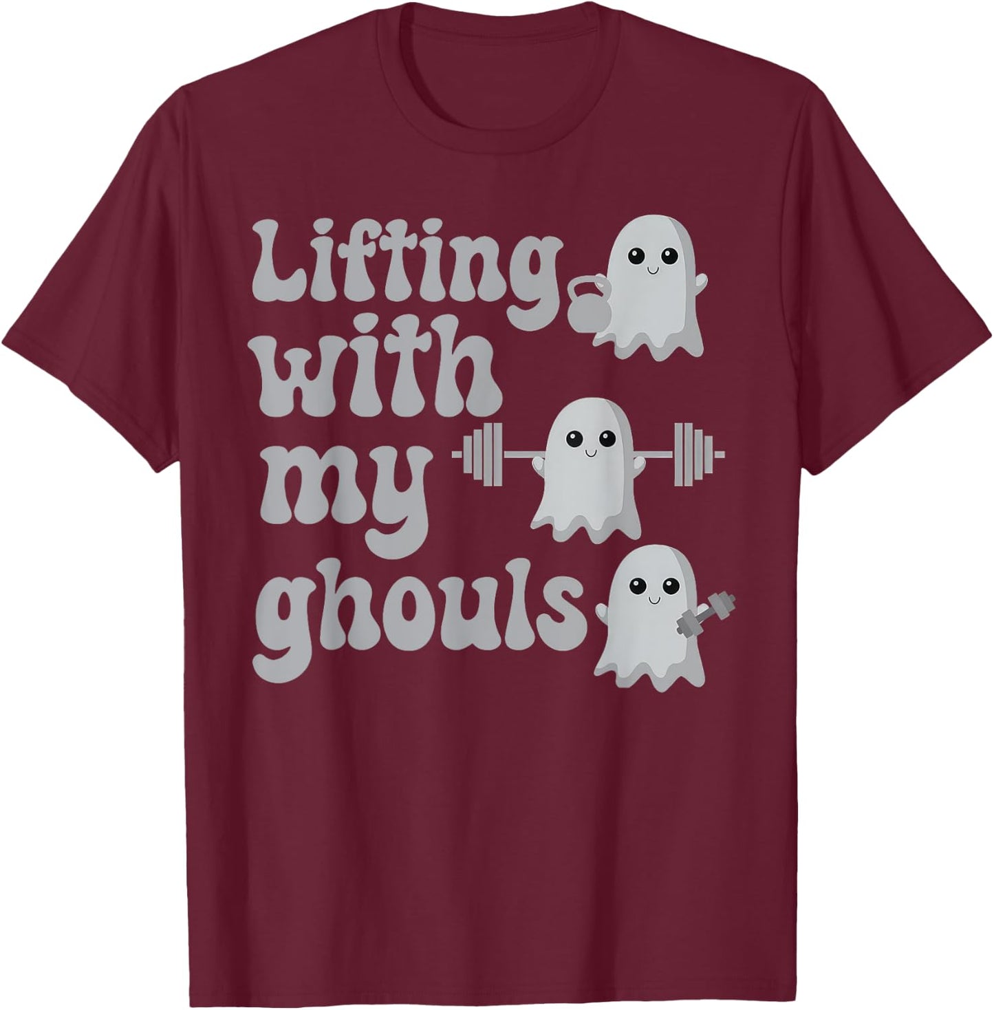Lifting With My Ghouls Halloween Gym Workout Weightlifting T-Shirt - T-Shirt | Maroon
