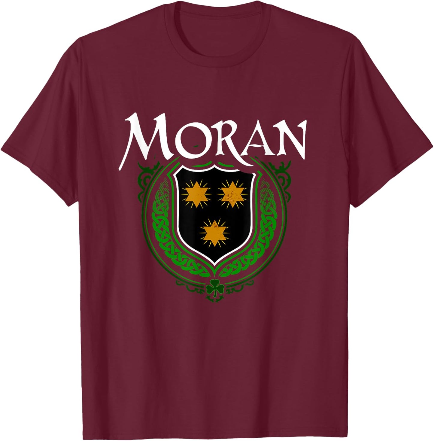 Moran Surname Irish Clan Tartan Badge Ireland T-Shirt - T-Shirt | Maroon