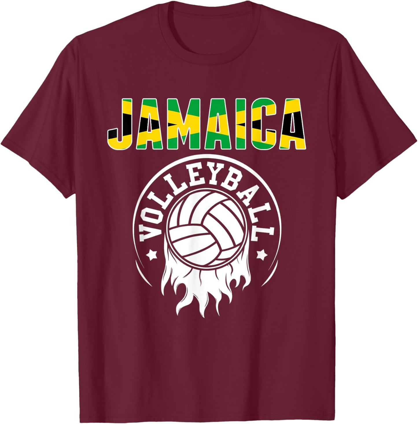 Proud Jamaica Volleyball Fans Jersey - Jamaican Flag Sports T-Shirt - T-Shirt | Maroon
