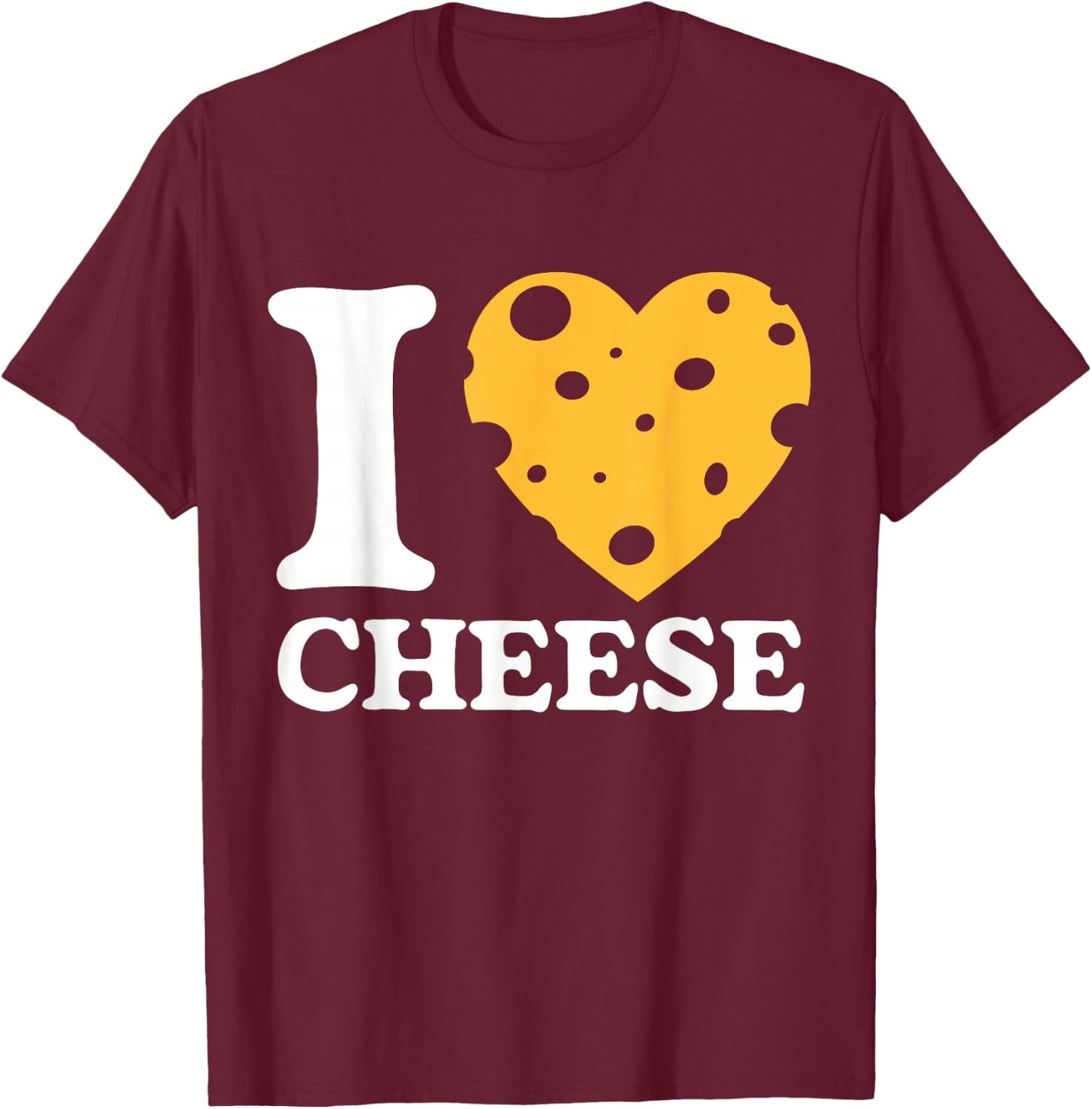 I Love - Heart Cheese - Funny Graphic Retro Cheese T-Shirt - T-Shirt | Maroon