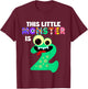 Kids This Little Monster is 2 Two Years 2nd Birthday Party Aliens T-Shirt - T-Shirt | Maroon