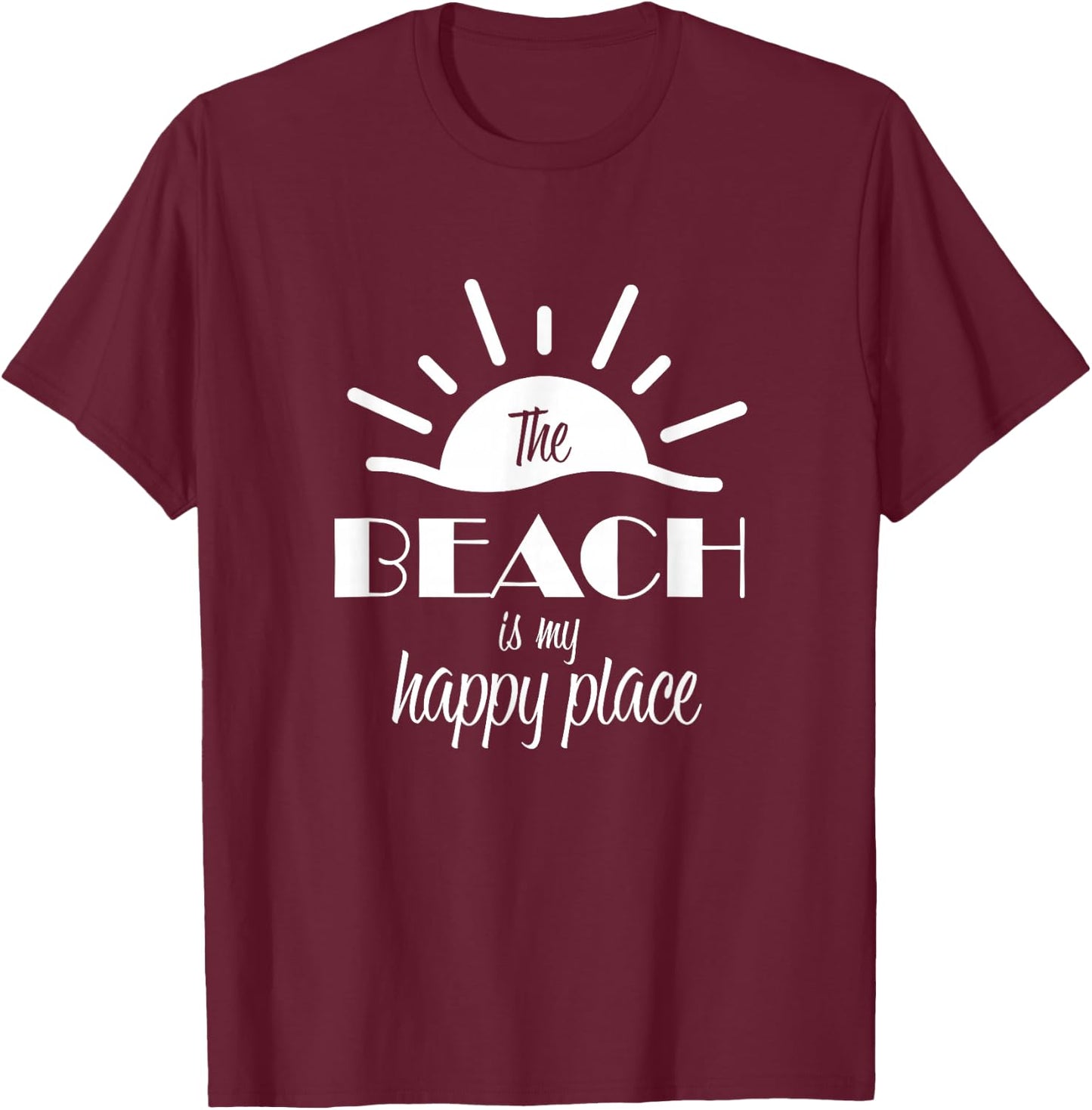The Beach is My Happy Place T-Shirt - T-Shirt | Maroon