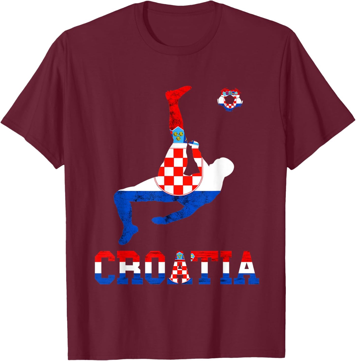 Croatian Pride Hrvatska Soccer Team Croatian Soccer Croatia T-Shirt - T-Shirt | Maroon