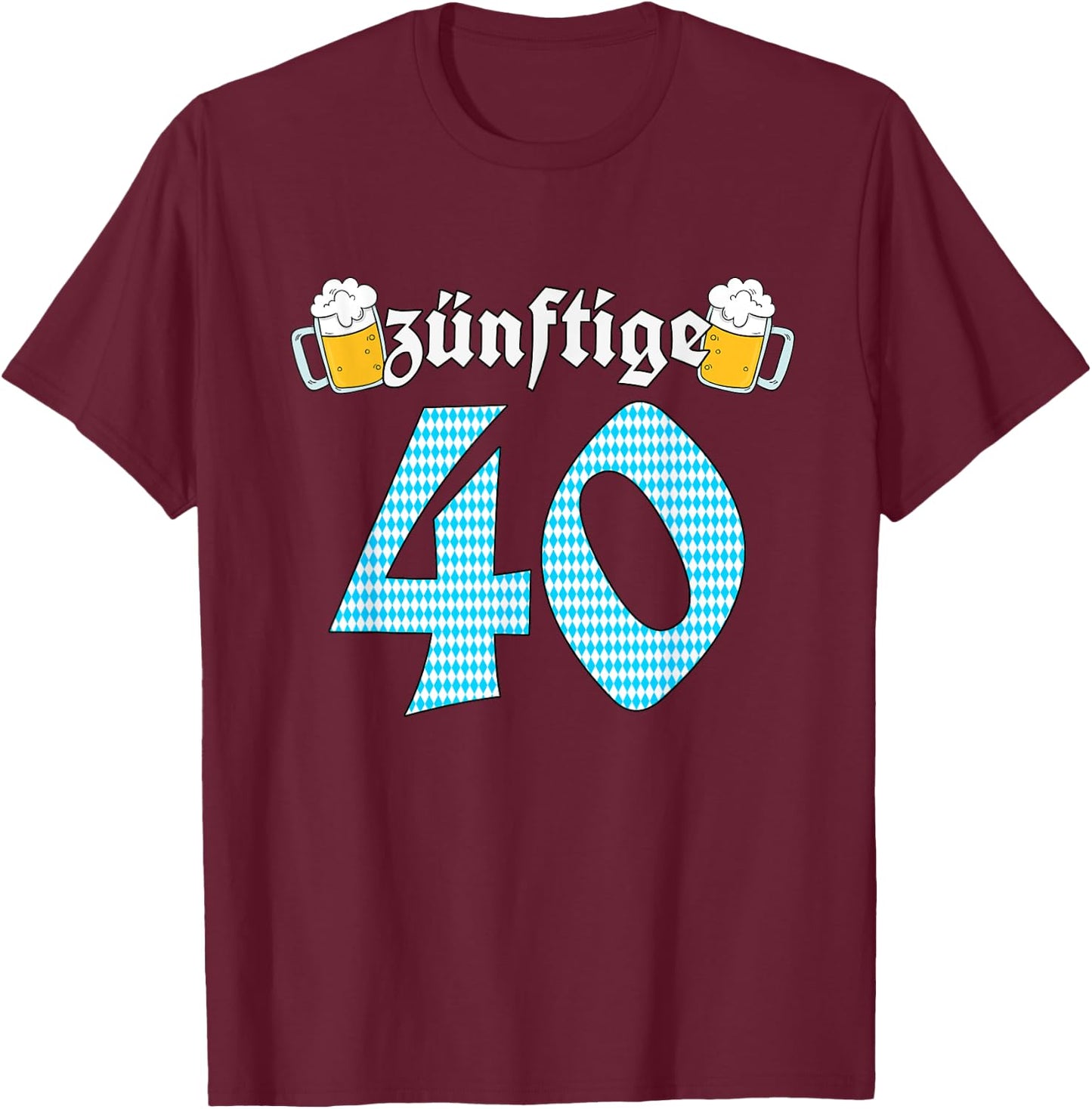 Zünftige 40 October Gift 40th Birthday Oktoberfest T-Shirt - T-Shirt | Maroon