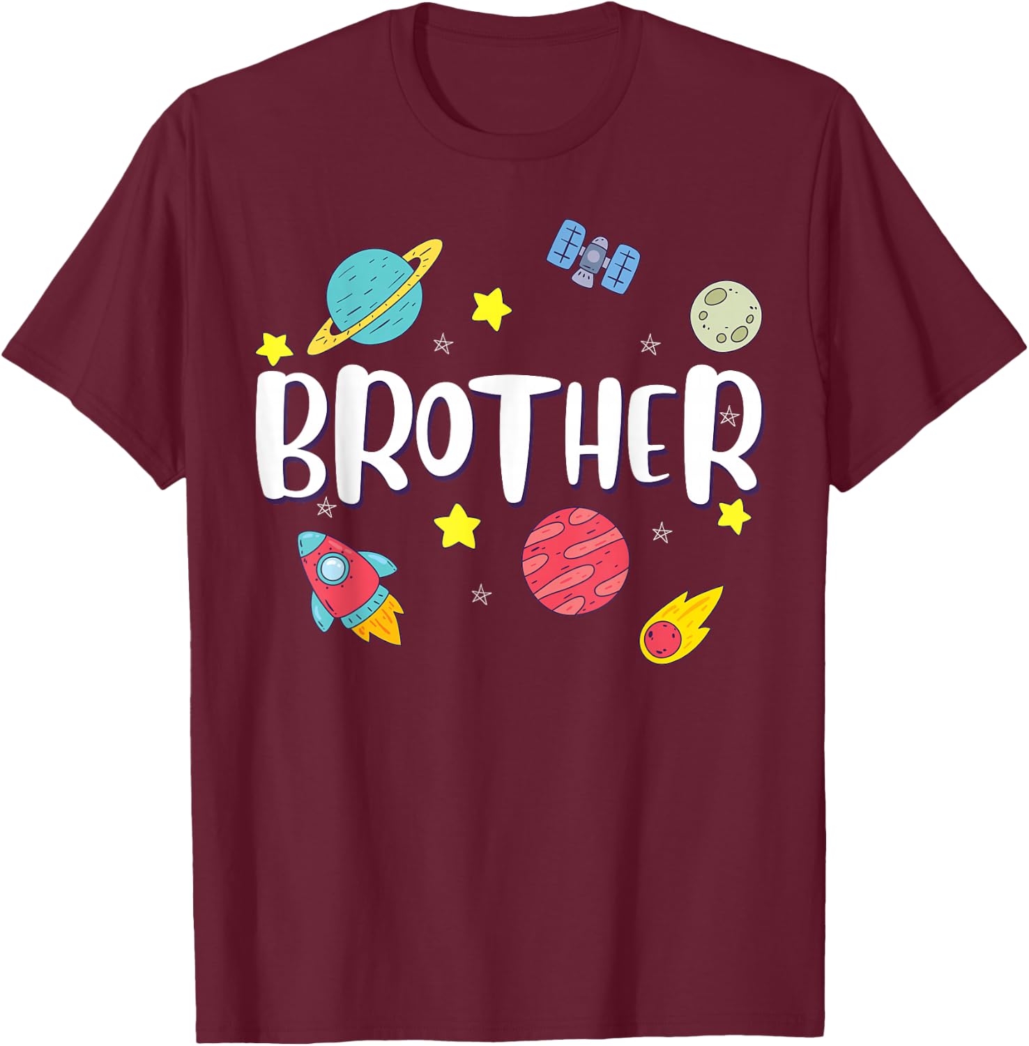 Brother Outer Space Galaxy Birthday T-Shirt - T-Shirt | Maroon