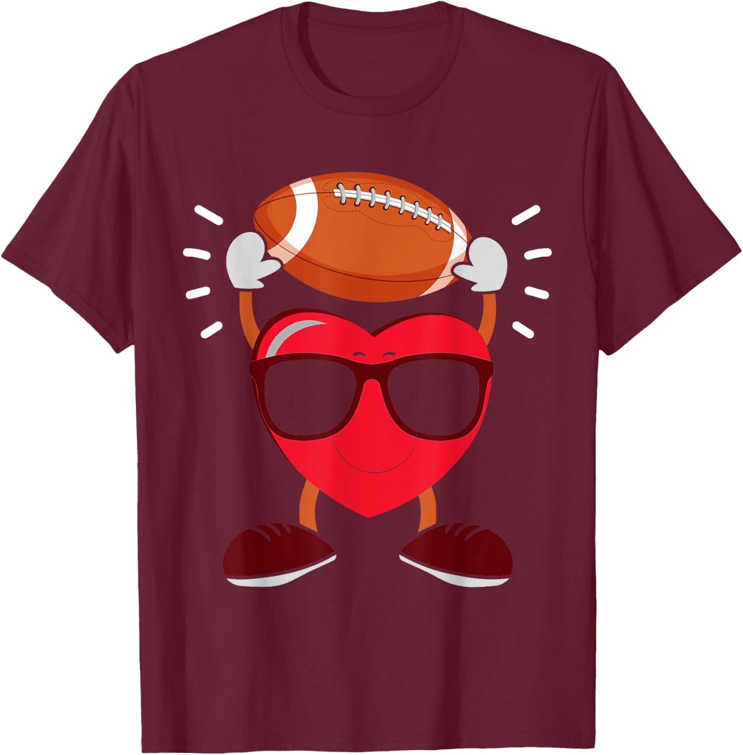 Heart Lifts A Football - American Football T-Shirt - T-Shirt | Maroon