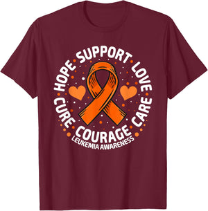 Leukemia Support Blood Cancer Family Leukemia Awareness T-Shirt - T-Shirt | Maroon