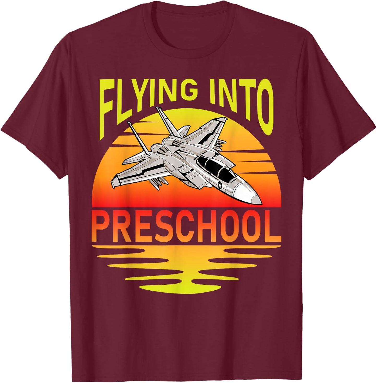 Flying Into Preschool Airplane Teacher Back To School Men Women Kids T-Shirt - T-Shirt | Maroon