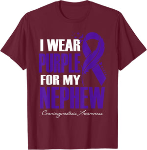 I Wear Purple For My Nephew Craniosynostosis Awareness T-Shirt - T-Shirt | Maroon