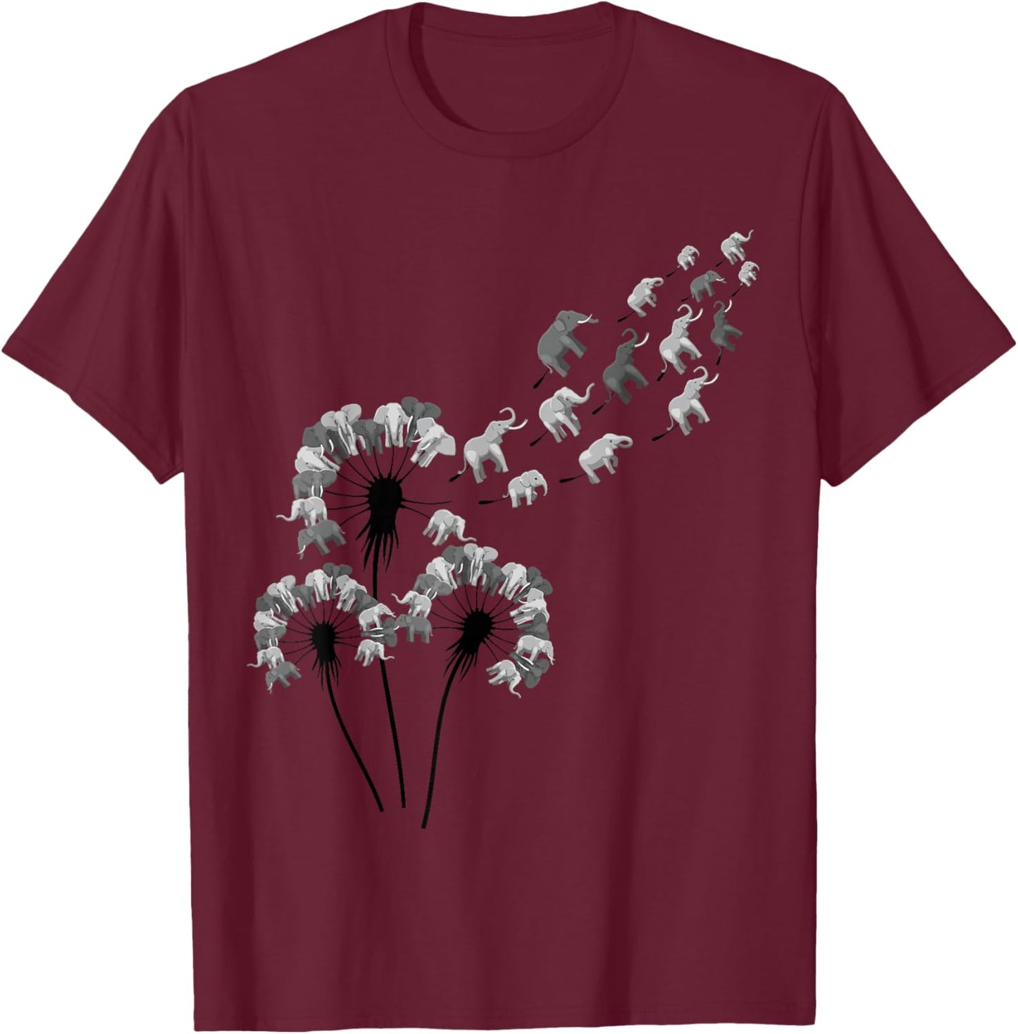 Dandelion Elephants Shirt for Elephant Lover Elephant T-Shirt - T-Shirt | Maroon