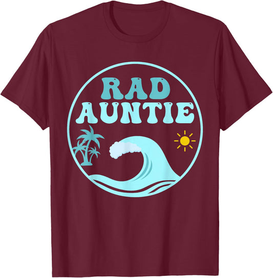 Rad Auntie The Big One 1st Birthday Surf Family Matching T-Shirt - T-Shirt | Maroon