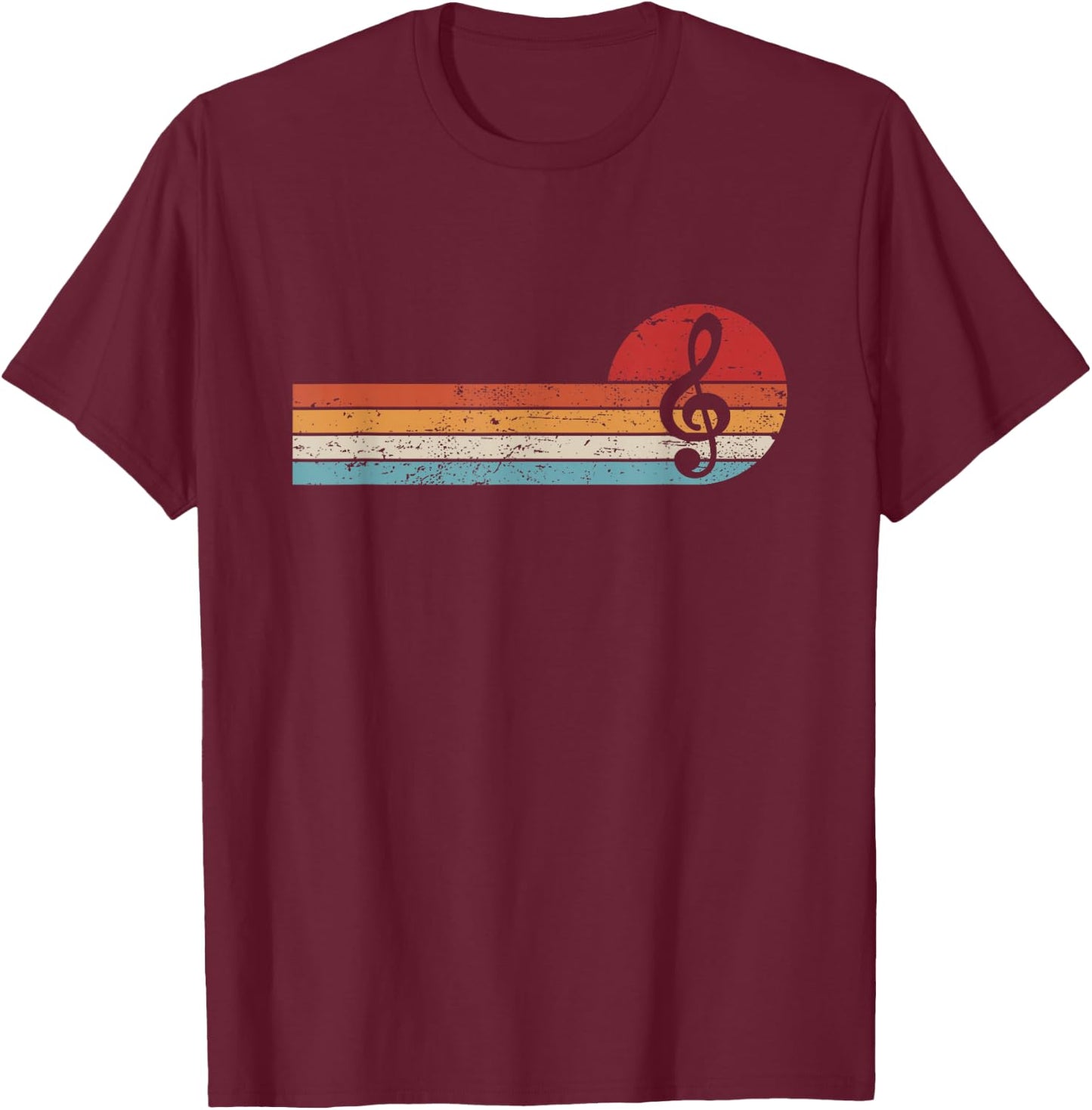 Musical Notes Retro Treble Clef T-Shirt - T-Shirt | Maroon