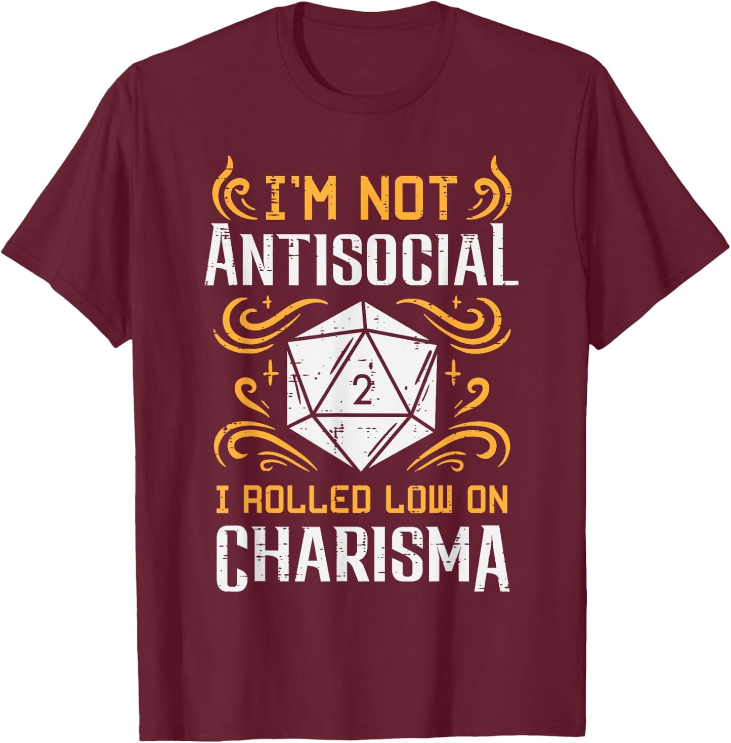 Not Anti Social Low Charisma Funny RPG Gamer Men Boys Kids T-Shirt - T-Shirt | Maroon