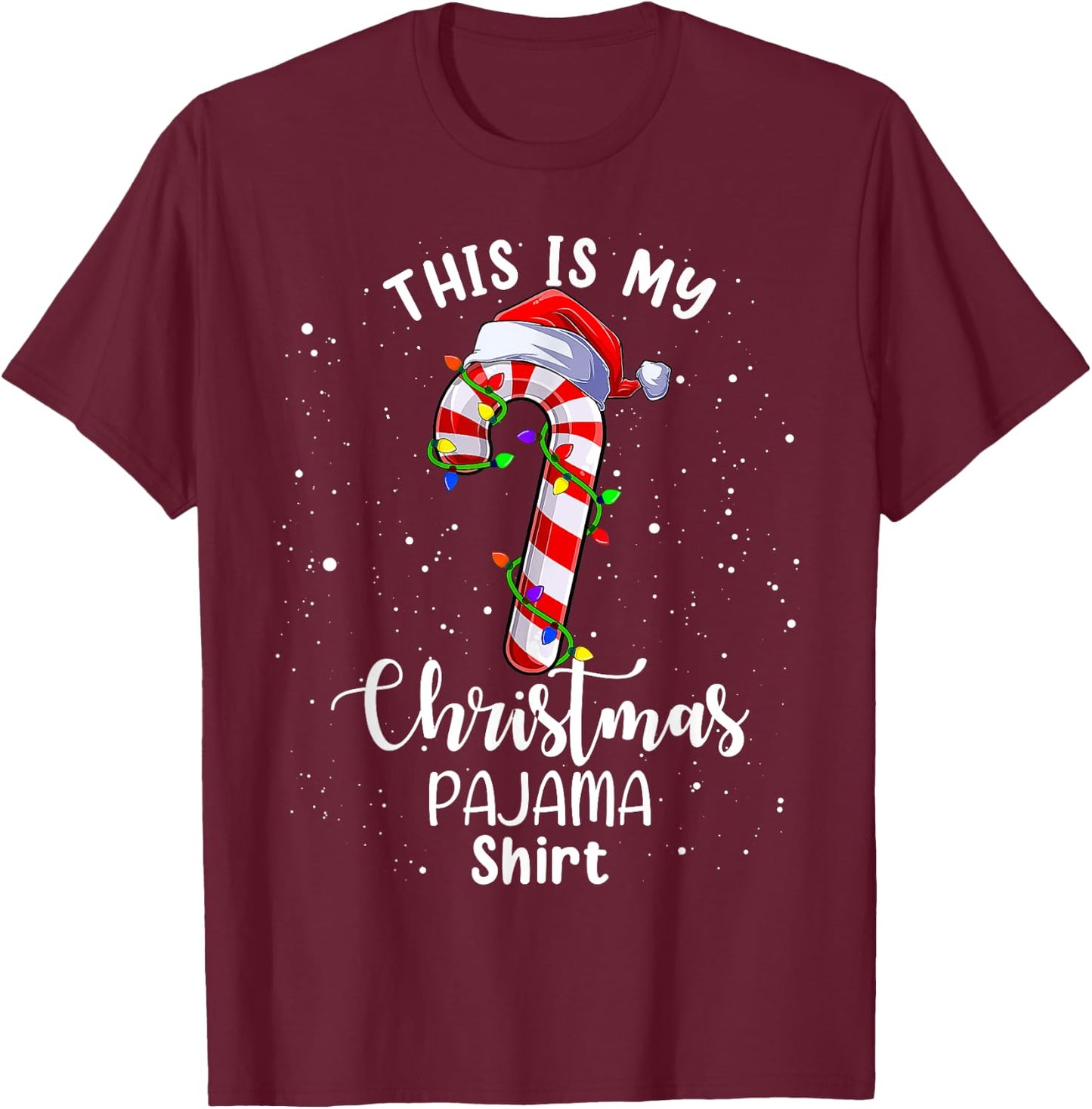 This Is My Christmas Pajama Shirt Candy Cane Kids Boys Girls T-Shirt - T-Shirt | Maroon