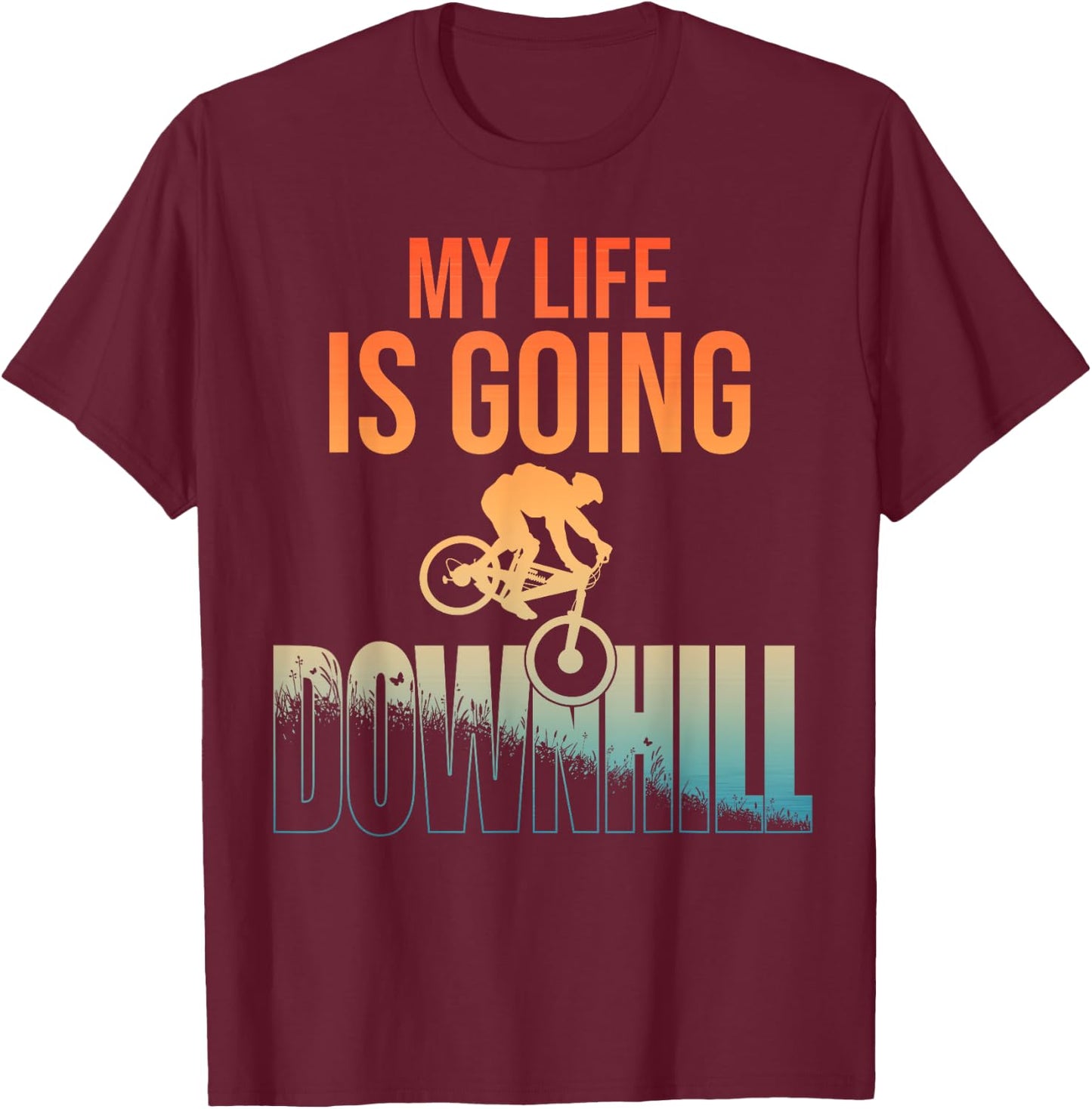 Cool Mountain Bike Art Boys Downhill Mountain Biking T-Shirt - T-Shirt | Maroon